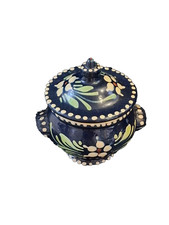 Suppenschüssel mit Deckel Terrine aus Keramik, Soufflenheim Elsass Vintage