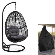 Luxus Hängesessel mit Gestell Schwarz Sitzkissen Grau XL + Cover Schwarz