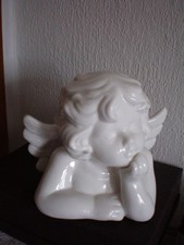 Porzellan  Engel  Engelsfigur Grabengel Weiß glänzend