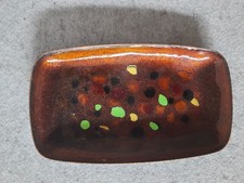 Metallschale klein emailiert, rechteckig , mit  farbigen Muster 60er/70er Design
