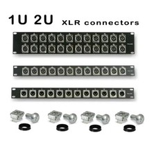 Rack Panel Steckschlüssel 19 Zoll 19" bestückt 12 24 XLR Stecker Befestigungssatz 1HE 2HE