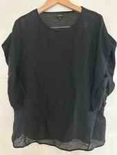 ausgefallene Bluse Oberteil Seide kurzarm in schwarz Gr. 44  NEU!!