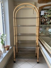 Rattanregal mit 5 Böden aus Schutzglas 80x183x40/30 cm fahrbare