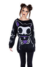Cupcake Cult Strickpullover Skeleton Cat Skelett Katze Anime Neko Kawaii Manga
