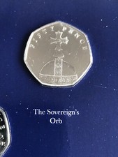 2018 SAPPHIRE KRONUNG ~ DER SOVEREIGN'S ORB 50P FÜNFZIG 50 PENNIG MÜNZE BU BUNC