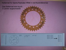 Kettenrad 37Z für Sachs Mofa