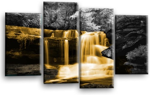 Wasserfall wandbild orange - wasserfall,