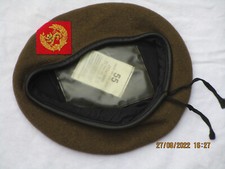 Englisches Barett,Kings Own Border Regiment,Officer mit Abzeichen,Gr. 55, khaki 