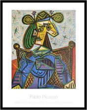 Pablo Picasso Poster Kunstdruck im Rahmen Femme Assise dans un Fauteuil 90x70cm