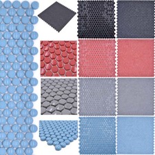 Glas Mosaikfliesen Knopf Rund Penny Fliesenspiegel Bordüre Verblender WC Wand