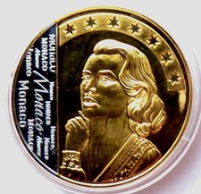 Monaco  - Grace Kelly - Fürstin Gracia Patricia  40mm Medaille mit 24 Karat Gold
