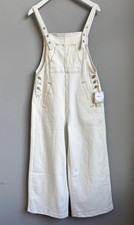 Damen Jeans Latzhose Weiß