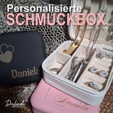 Schmuckschatulle  Schmuck Box mit Gravur  Reise Schmuckbox Schmuckkästchen