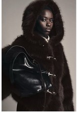 Neu Zara Blogger Pelz Jacke Kunstfell braun Kapuze M 38 40 faux fur