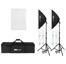 2x Daylight Set GD-50x70cm Softbox 5600W E27 Lampe Stativ Tasche 5500K Fotolicht