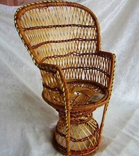 2 x Pupenstuhl aus Rattan, Korbstuhl, Korbgeflecht, 40 cm, Rattansessel, B-Ware