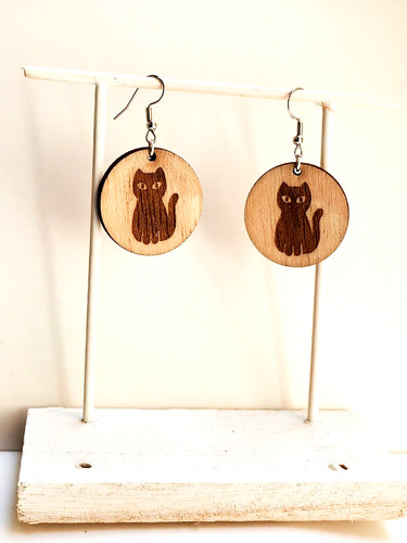 Pendientes gato negro - de, en