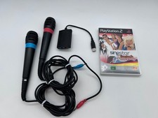 Original Sony PS2 Singstar Mikrofone inkl. Adapter + Spiel "Deutsch Rock-Pop"