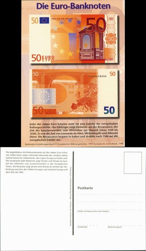Ansichtskarte geldscheine - ansichtskarte,