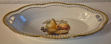 Durchbruchschale mit Gold- und Perlenrand Oval Jugendstil  Schumann Bavaria