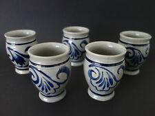 5 Gerzit Steingut Becher Wein Most Staffel Stone Ware Salzlasur 70er 