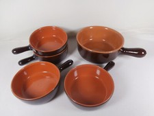 ""Auflaufform feuerfest Schale mit Henkel braun glasiert 4 kleine 1 große Form