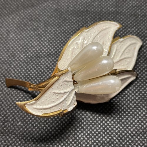 Vergold brosche blume weiß - brosche,,