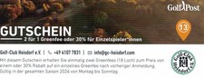 Golf Greenfee Gutschein 2026