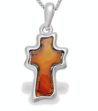 Bernstein Kreuz Kettenanhänger – Hochwertiger Schmuck aus Sterlingsilber