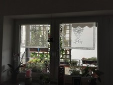 Scheibengardine im 2er Set bestickt