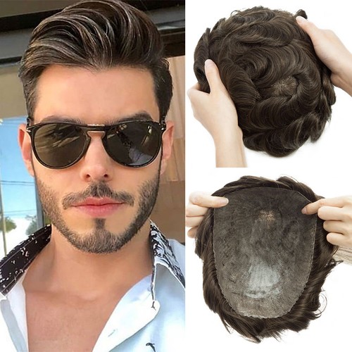 Skin echthaar herren toupee - pu,