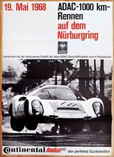 orig Plakat Poster 1000 Km Nürburgring 1968 Siffert und Elford siegt mit Porsche
