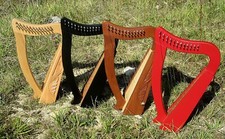 Irisch Keltische Kinder Harfe Harp 12 Saiten Buche hell, Mahagoni, rot, schwarz 