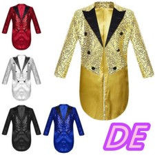 DE~iEFiEL Kinder Jungen Pailletten Blazer Smoking Sakko Jacke Langarm Anzugjacke