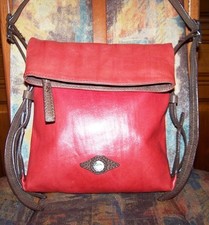 borella , Damentasche, Schultertasche ,Handtasche, Echtleder, rot, braun