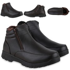 Herren Warm Gefütterte Winter Boots Stiefel Kunstfell Schuhe 840006