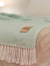 Alpaka Wolldecke Mint 200x140cm Weiche Sofadecke aus Peru