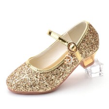 Festliche Kinder Mädchen Schuhe Absatz Glitzer Hochzeit Party Prinzessin Schuhe