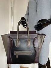 CELINE Luggage Mini Tri-Color Handtasche aus Kalbsleder Schwarz Grau Bordeaux