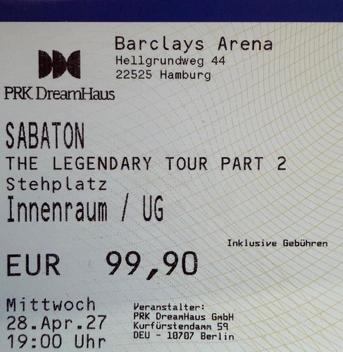 Tickets sabaton hamburg - tickets,