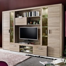 trendteam Anbauwand Wohnwand Schrankwand Eiche Sägerau - Wohnzimmer - 291x197x41