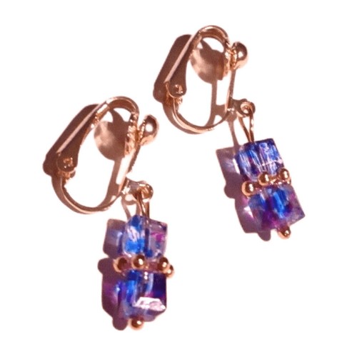Ohrclips roségoldf würfel - ohrclips,