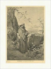 Hinter Klostermauern Wehle Mönch Kutte original Holzstich SUPERPREIS X 1538
