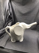 dekorative ausgefallene Deko-Gießkanne als Elefant Keramik / Porzellan Weiß