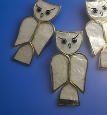 Fensterbild, Cádiz Perlmutt, Handarbeit, by Gerimpex, 5 Eulen Hänge Mobile