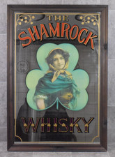 Vintage Spiegel Bild Whiskey Bar The Shamrock Whisky Dublin Mirror Rar 67x98cm