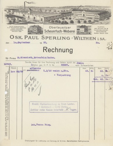 Rechnung wilthen sperling - wilthen,