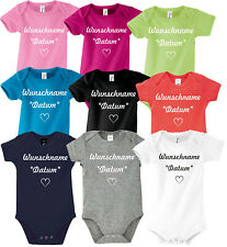 Baby Babybody Body Strampler Wunschname Wunschdatum Geburt Geschenk Name Datum