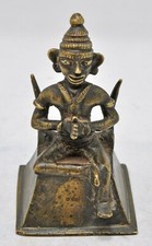 Antik Messing Tribal Mann Figur Original Alt Handgefertigt Fein Eingraviertes