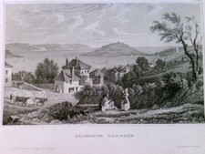 Original Stahlstich / Steel engraved print, Falmouth Harbour - ca. 1850 Stahlsti